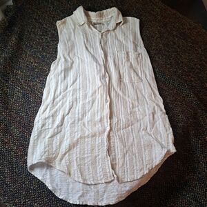 Sleeveless Cream Button-Up Top